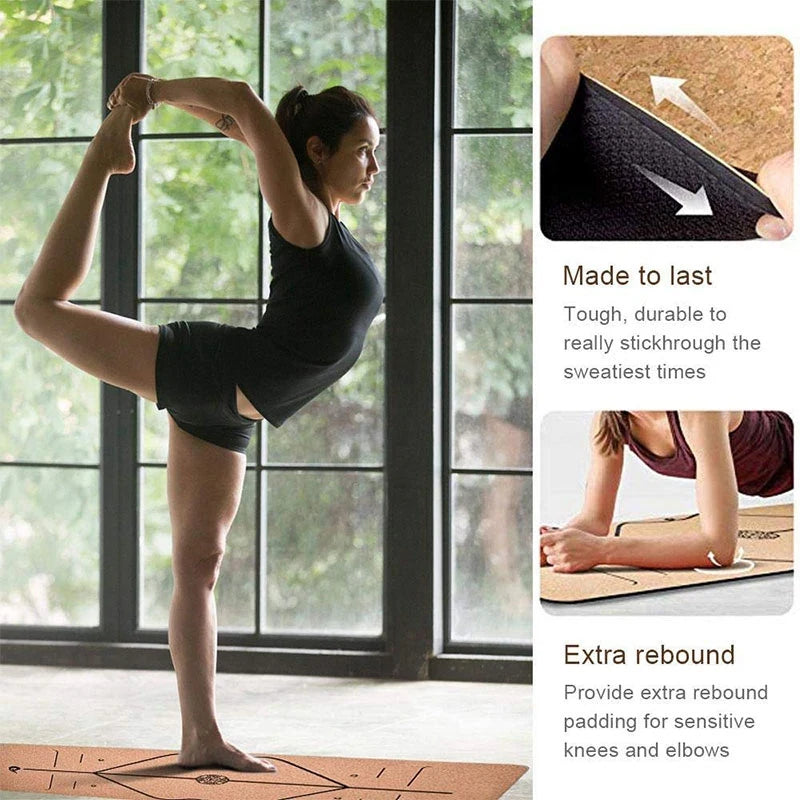 Premium Natural Cork Rubber Yoga Mat – Non-Slip, Eco-Friendly & Durable