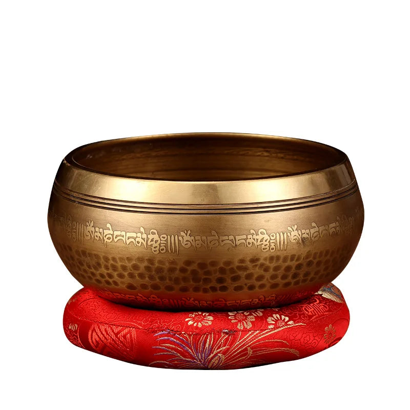 New Tibetan Nepal Handmade Singing Bowls set Buddha Mantra Design Tibetan Bowl with Leather stick for Yoga Chanting Meditation