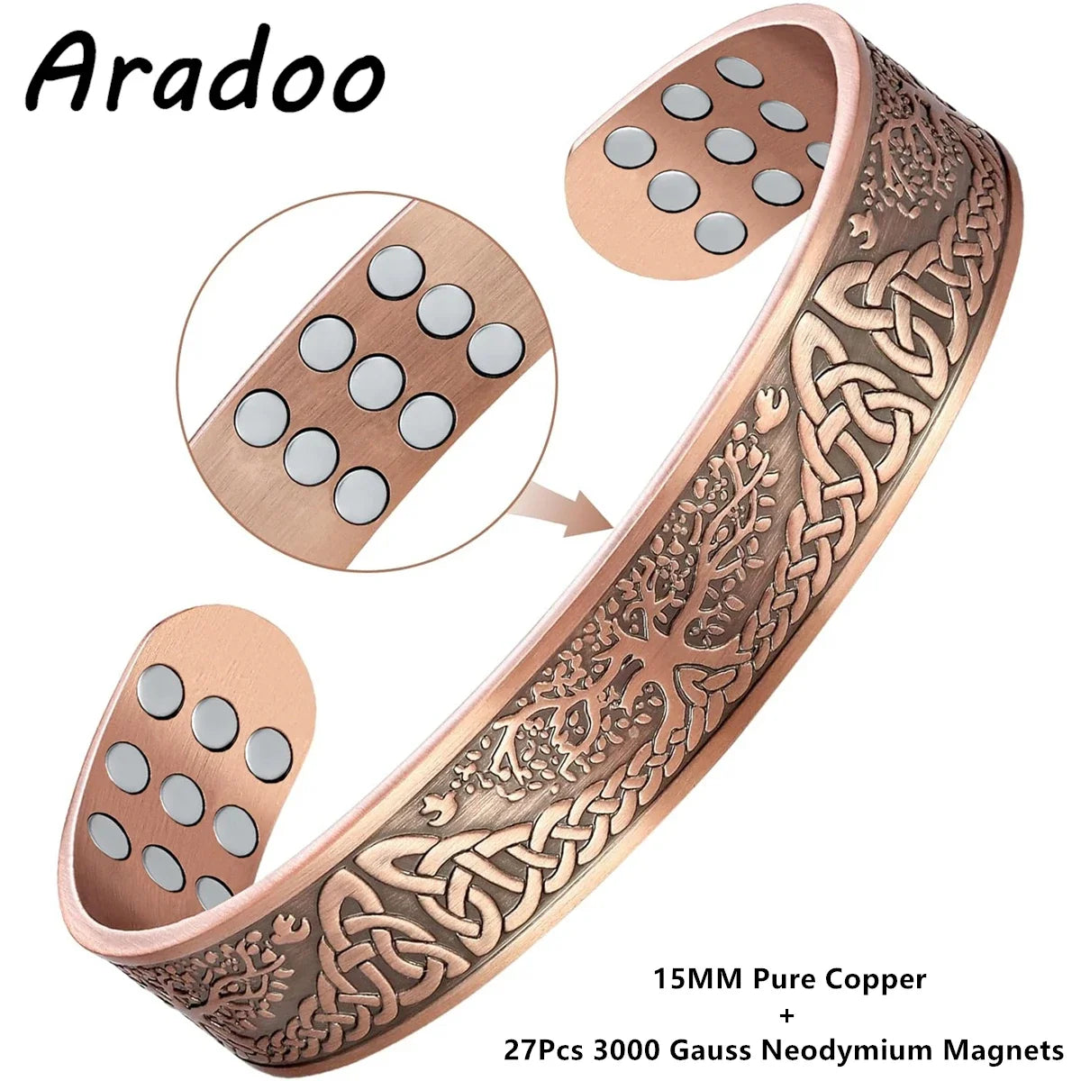 ARADOO Energy Copper Cuff Bracelet – Balance, Focus & Everyday Style