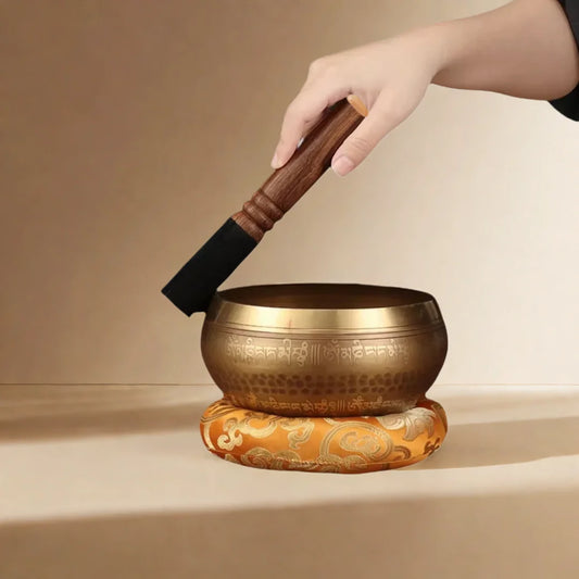Tibetan Singing Bowl Set – Handmade Brass Meditation & Chakra Healing Sound Bowls with Striker & Cushion