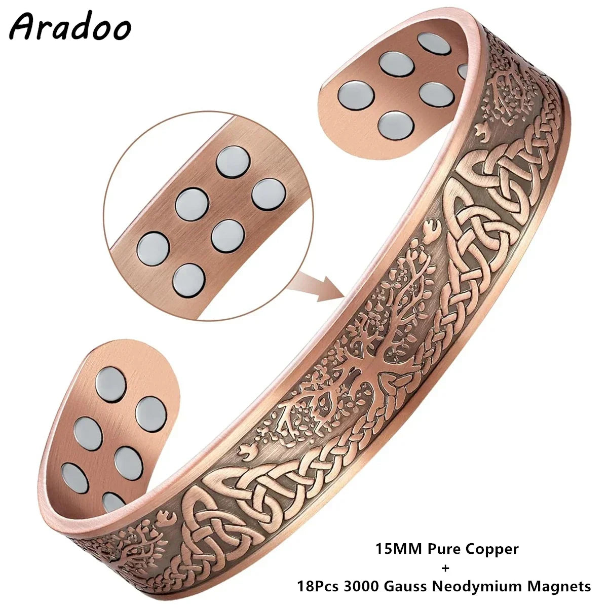 ARADOO Energy Copper Cuff Bracelet – Balance, Focus & Everyday Style