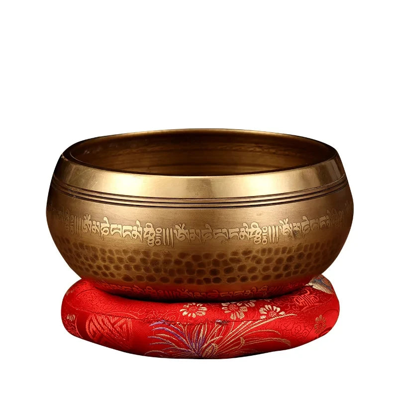 New Tibetan Nepal Handmade Singing Bowls set Buddha Mantra Design Tibetan Bowl with Leather stick for Yoga Chanting Meditation