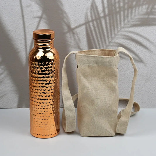 Copper Water Bottle One-Click Open Lid Stainless Steel Hammer Pattern Cup Sports Water Bottle JUSTINLAU 27oz Electroplated